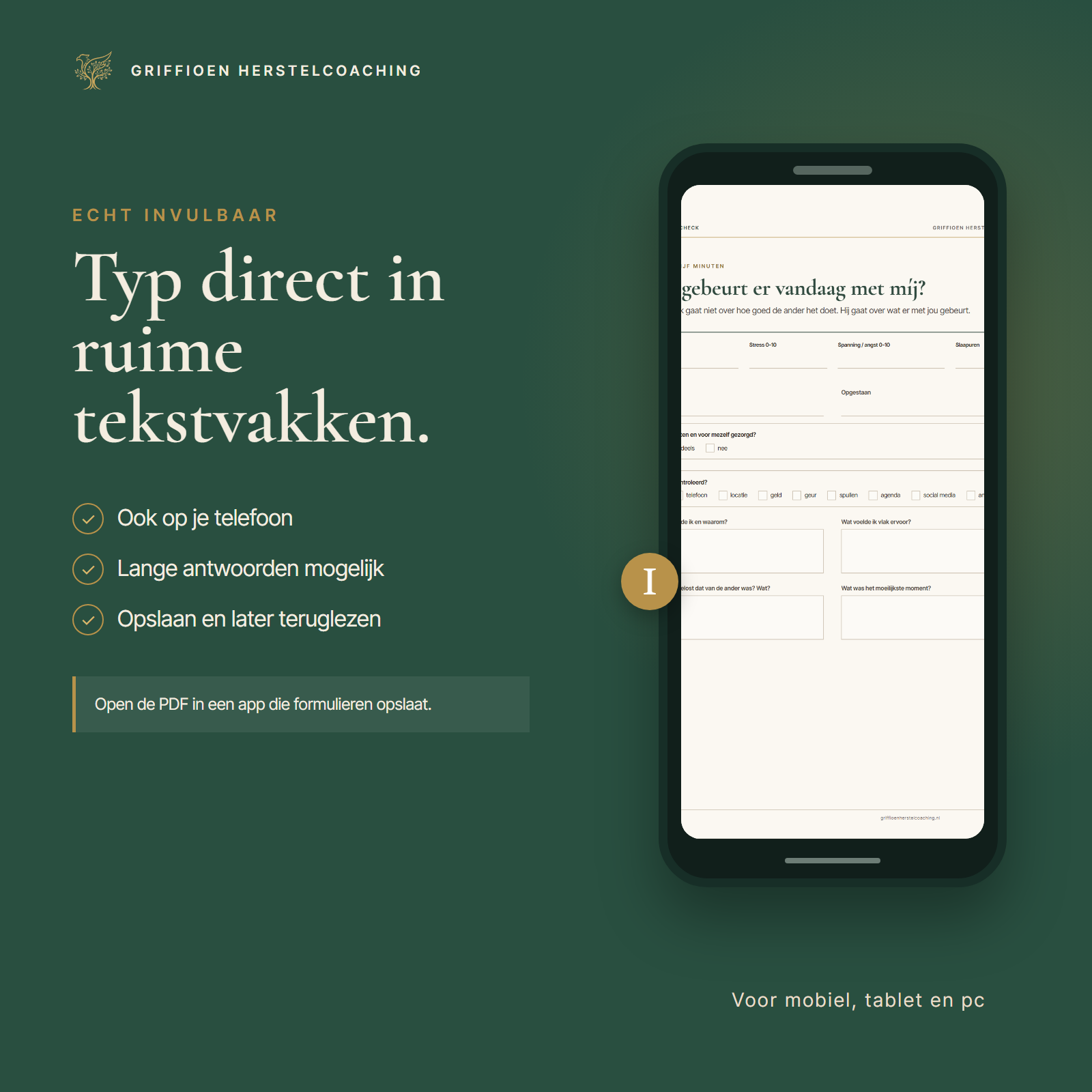 Antwoorden typen en opslaan op je eigen apparaat
